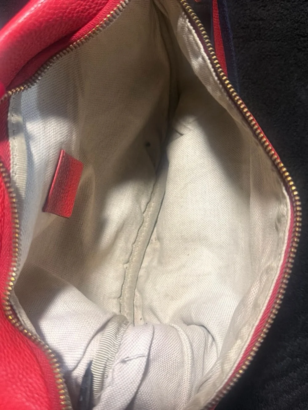 Gucci Red Leather Logo Belt Bag with Striped Strap
